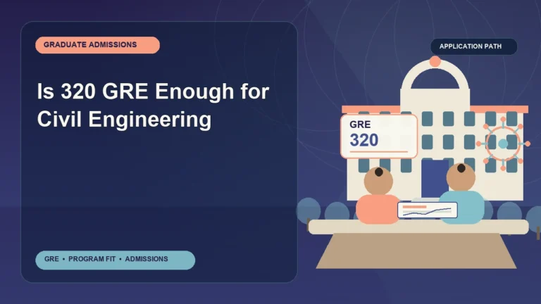 Is 320 GRE Enough for Civil Engineering — editorial illustration for GRE graduate admissions, showing a student reviewing program fit and admission requirements with an academic adviser.