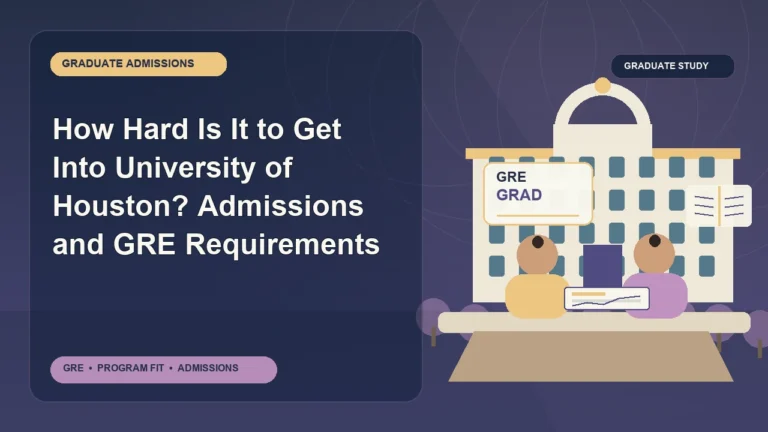 How Hard Is It to Get Into University of Houston? Admissions and GRE Requirements — editorial illustration for GRE graduate admissions, showing a student reviewing program fit and admission requirements with an academic adviser.