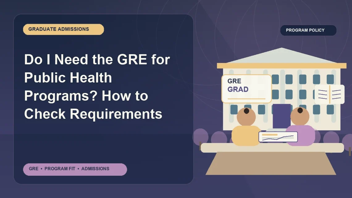 Do I Need the GRE for Public Health Programs? How to Check Requirements — editorial illustration for GRE graduate admissions, showing a student reviewing program fit and admission requirements with an academic adviser.