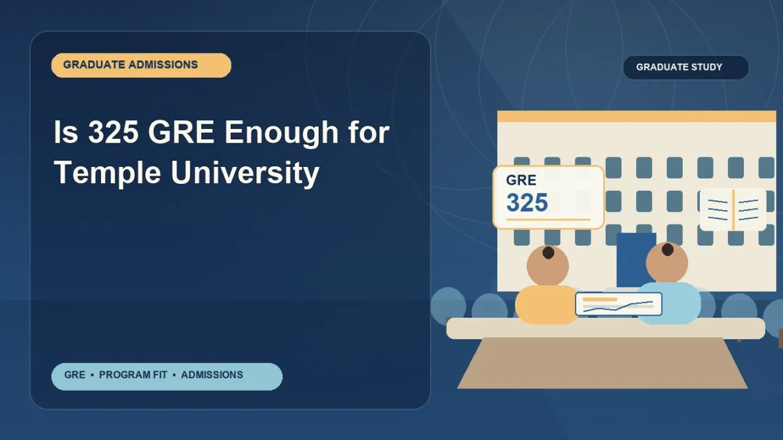 Is 325 GRE Enough for Temple University — editorial illustration for GRE graduate admissions, showing a student reviewing program fit and admission requirements with an academic adviser.
