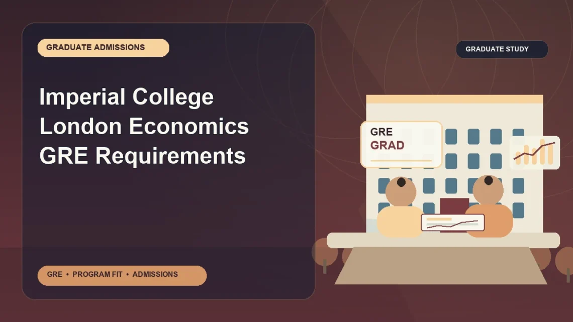 Imperial College London Economics GRE Requirements — editorial illustration for GRE graduate admissions, showing a student reviewing program fit and admission requirements with an academic adviser.