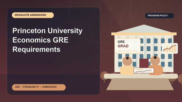 Princeton University Economics GRE Requirements — editorial illustration for GRE graduate admissions, showing a student reviewing program fit and admission requirements with an academic adviser.