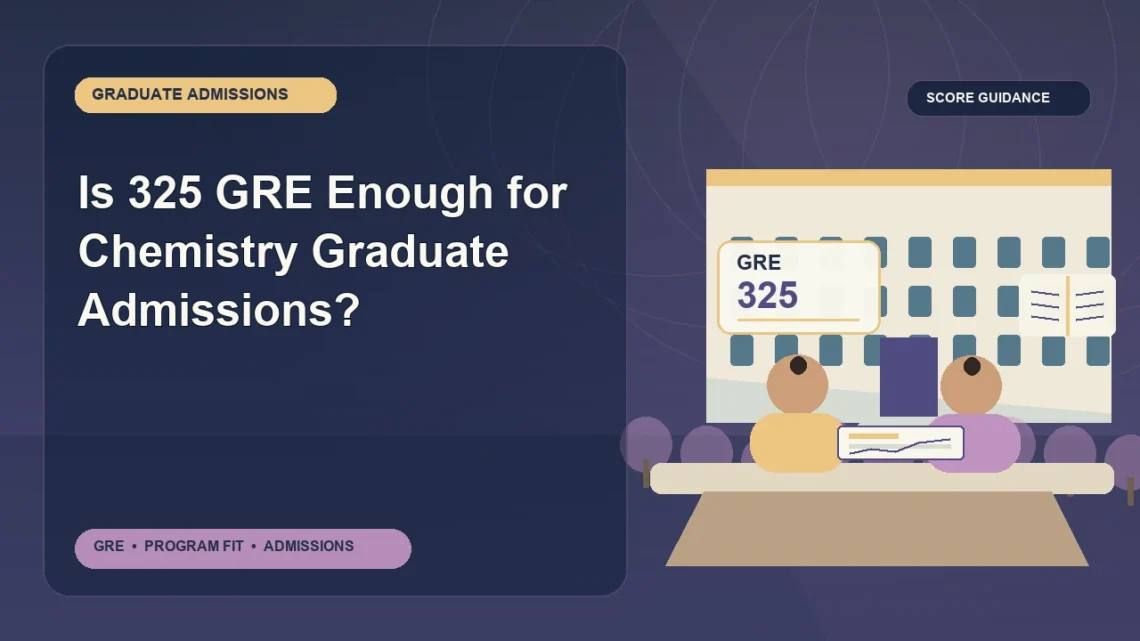 Is 325 GRE Enough for Chemistry Graduate Admissions? — editorial illustration for GRE graduate admissions, showing a student reviewing program fit and admission requirements with an academic adviser.