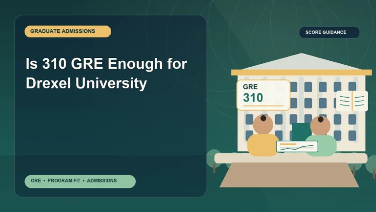 Is 310 GRE Enough for Drexel University — editorial illustration for GRE graduate admissions, showing a student reviewing program fit and admission requirements with an academic adviser.