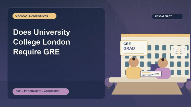 Does University College London Require GRE — editorial illustration for GRE graduate admissions, showing a student reviewing program fit and admission requirements with an academic adviser.