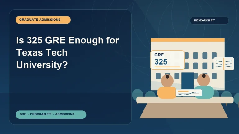 Is 325 GRE Enough for Texas Tech University? — editorial illustration for GRE graduate admissions, showing a student reviewing program fit and admission requirements with an academic adviser.