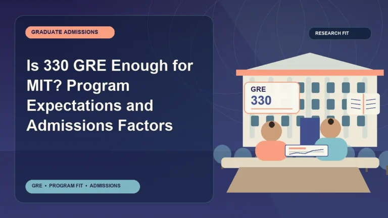 Is 330 GRE Enough for MIT? Program Expectations and Admissions Factors — editorial illustration for GRE graduate admissions, showing a student reviewing program fit and admission requirements with an academic adviser.