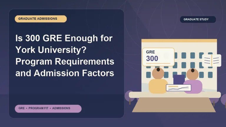 Is 300 GRE Enough for York University? Program Requirements and Admission Factors — editorial illustration for GRE graduate admissions, showing a student reviewing program fit and admission requirements with an academic adviser.