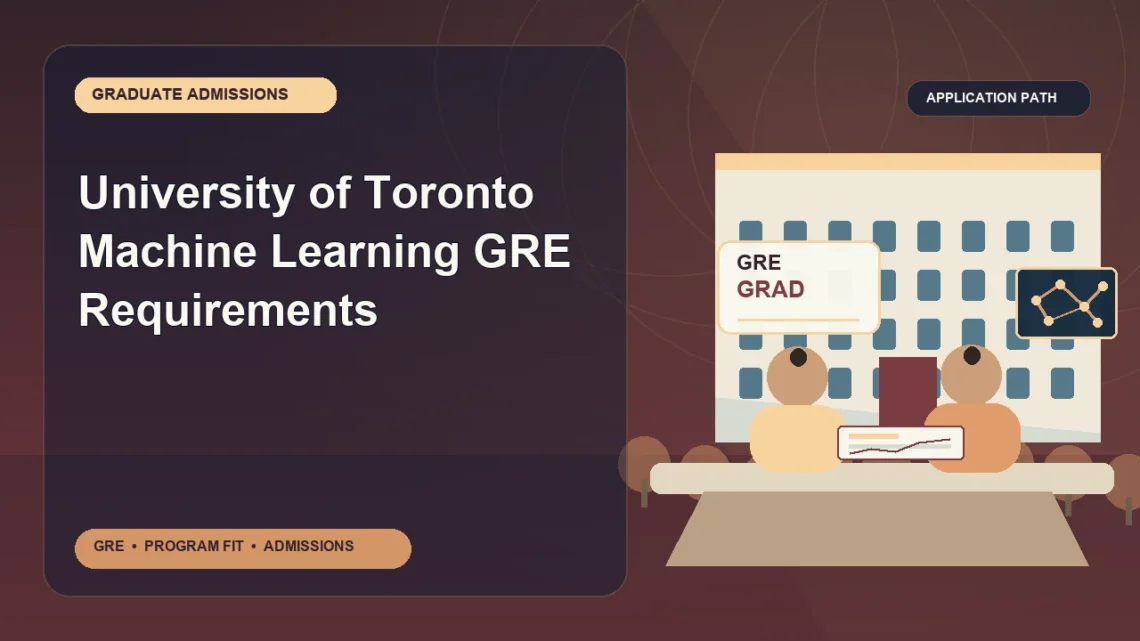 University of Toronto Machine Learning GRE Requirements — editorial illustration for GRE graduate admissions, showing a student reviewing program fit and admission requirements with an academic adviser.
