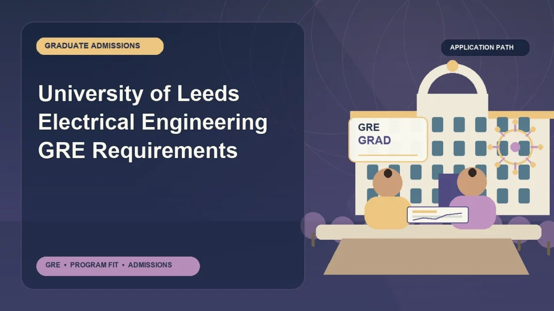 University of Leeds Electrical Engineering GRE Requirements — editorial illustration for GRE graduate admissions, showing a student reviewing program fit and admission requirements with an academic adviser.