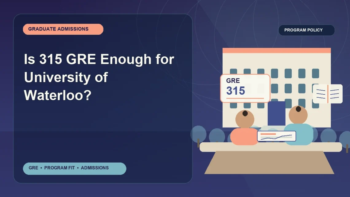 Is 315 GRE Enough for University of Waterloo? — editorial illustration for GRE graduate admissions, showing a student reviewing program fit and admission requirements with an academic adviser.