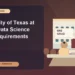 University of Texas at Dallas Data Science GRE Requirements — editorial illustration for GRE graduate admissions, showing a student reviewing program fit and admission requirements with an academic adviser.