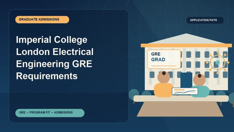 Imperial College London Electrical Engineering GRE Requirements — editorial illustration for GRE graduate admissions, showing a student reviewing program fit and admission requirements with an academic adviser.