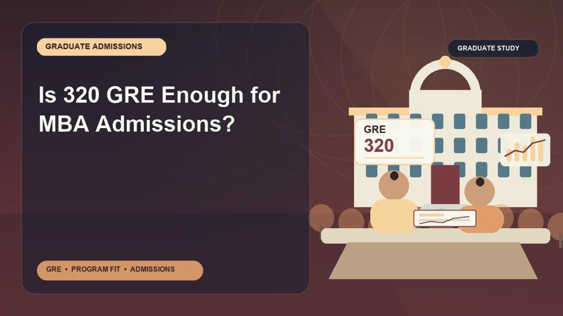 Is 320 GRE Enough for MBA Admissions? — editorial illustration for GRE graduate admissions, showing a student reviewing program fit and admission requirements with an academic adviser.