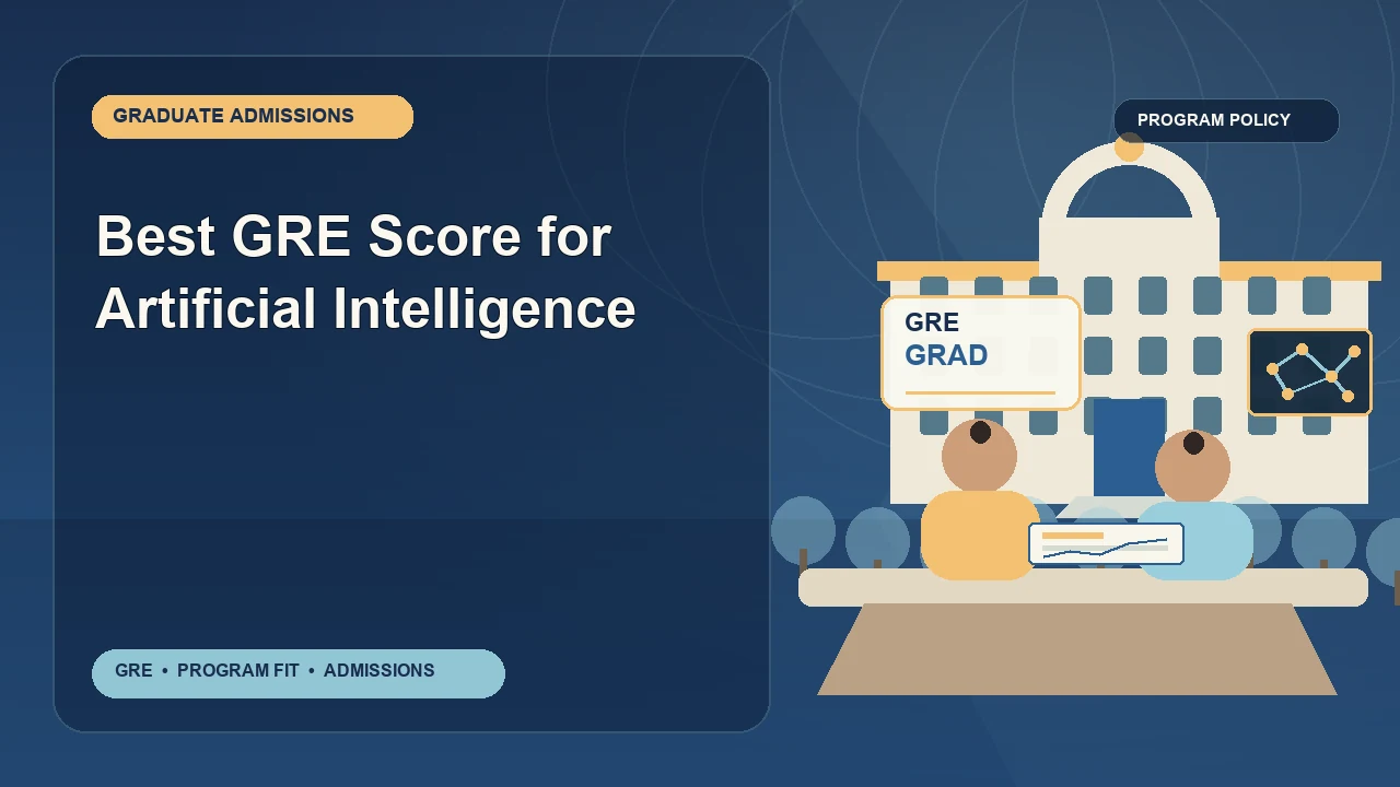 Best GRE Score for Artificial Intelligence — editorial illustration for GRE graduate admissions, showing a student reviewing program fit and admission requirements with an academic adviser.