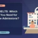 GRE vs IELTS: Which Test Do You Need for Graduate Admissions? — editorial illustration for GRE graduate admissions, showing a student reviewing program fit and admission requirements with an academic adviser.