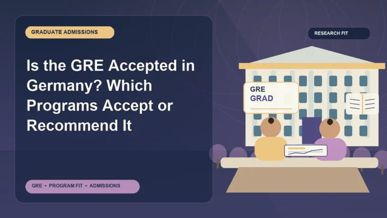 Is the GRE Accepted in Germany? Which Programs Accept or Recommend It — editorial illustration for GRE graduate admissions, showing a student reviewing program fit and admission requirements with an academic adviser.