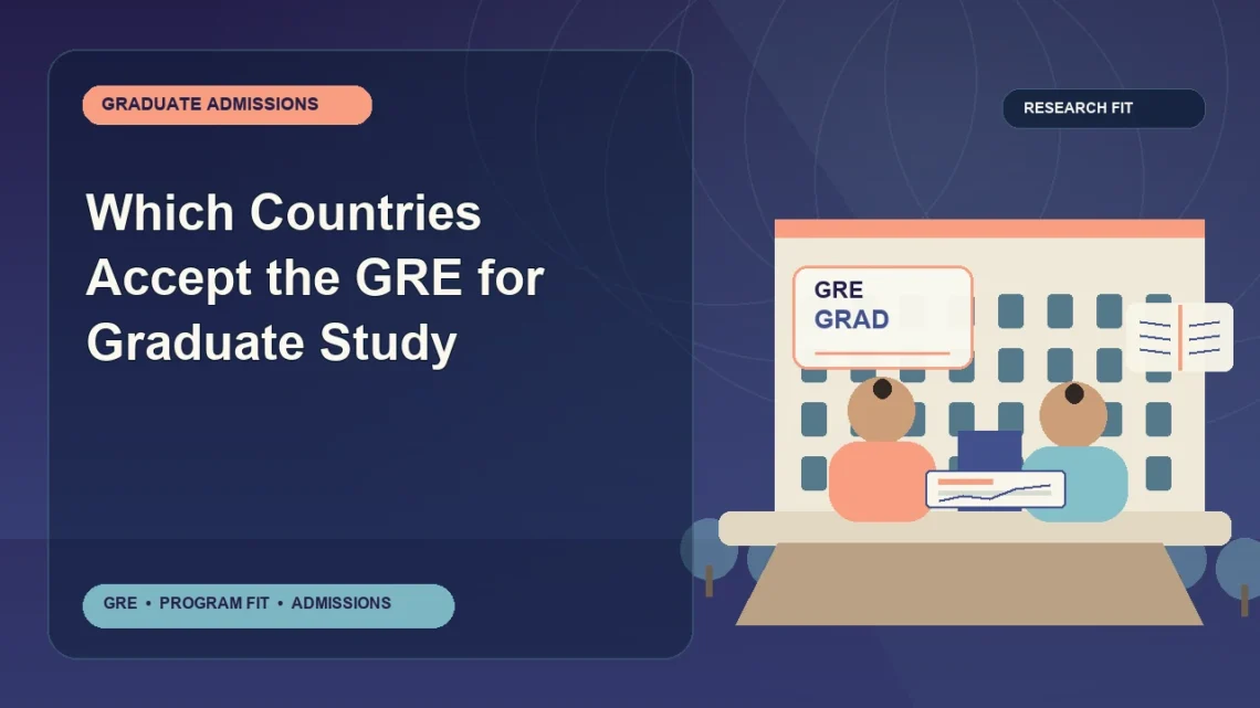 Which Countries Accept the GRE for Graduate Study — editorial illustration for GRE graduate admissions, showing a student reviewing program fit and admission requirements with an academic adviser.