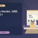 Which Is Harder, GRE or GMAT? — editorial illustration for GRE graduate admissions, showing a student reviewing program fit and admission requirements with an academic adviser.