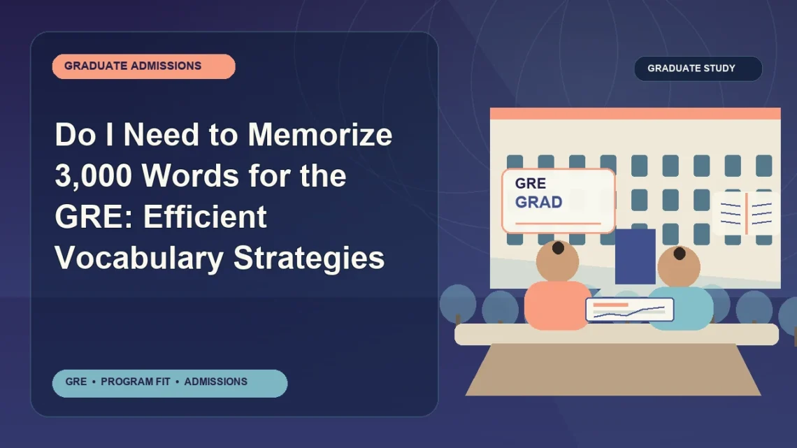 Do I Need to Memorize 3,000 Words for the GRE: Efficient Vocabulary Strategies — editorial illustration for GRE graduate admissions, showing a student reviewing program fit and admission requirements with an academic adviser.