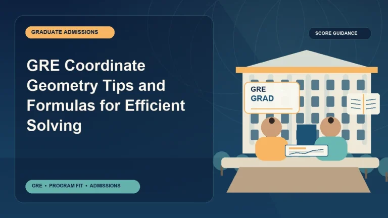 GRE Coordinate Geometry Tips and Formulas for Efficient Solving — editorial illustration for GRE graduate admissions, showing a student reviewing program fit and admission requirements with an academic adviser.