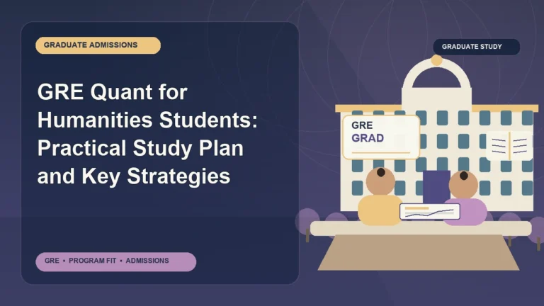 GRE Quant for Humanities Students: Practical Study Plan and Key Strategies — editorial illustration for GRE graduate admissions, showing a student reviewing program fit and admission requirements with an academic adviser.