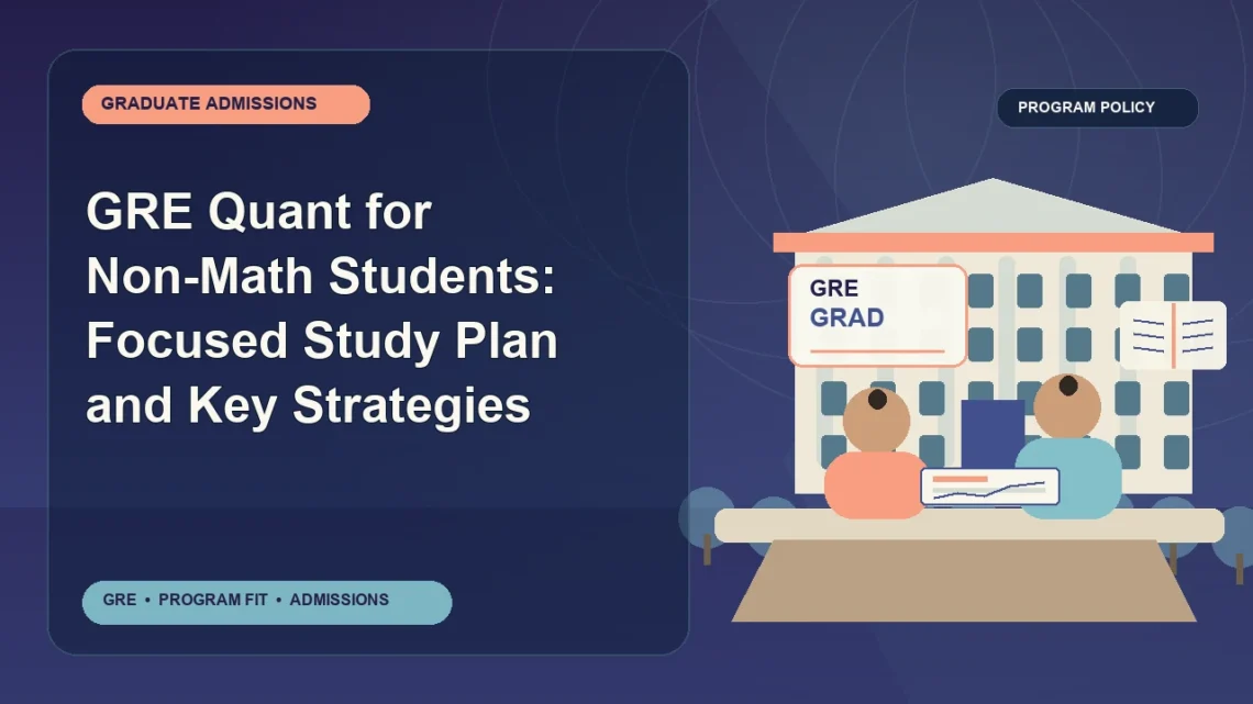 GRE Quant for Non-Math Students: Focused Study Plan and Key Strategies — editorial illustration for GRE graduate admissions, showing a student reviewing program fit and admission requirements with an academic adviser.
