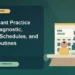 GRE Quant Practice Plan: Diagnostic, Weekly Schedules, and Daily Routines — editorial illustration for GRE graduate admissions, showing a student reviewing program fit and admission requirements with an academic adviser.