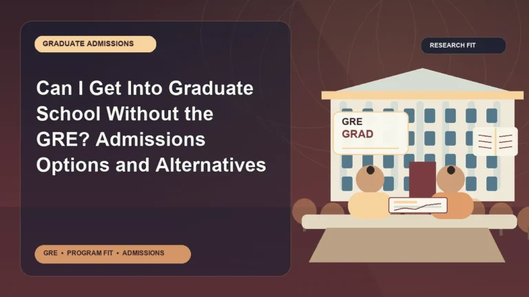 Can I Get Into Graduate School Without the GRE? Admissions Options and Alternatives — editorial illustration for GRE graduate admissions, showing a student reviewing program fit and admission requirements with an academic adviser.