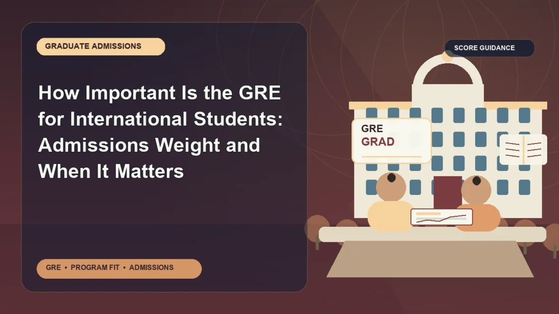 How Important Is the GRE for International Students: Admissions Weight and When It Matters — editorial illustration for GRE graduate admissions, showing a student reviewing program fit and admission requirements with an academic adviser.