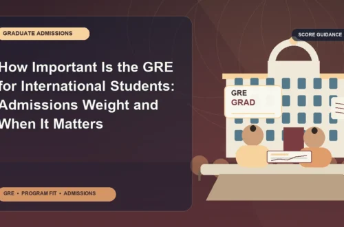 How Important Is the GRE for International Students: Admissions Weight and When It Matters — editorial illustration for GRE graduate admissions, showing a student reviewing program fit and admission requirements with an academic adviser.