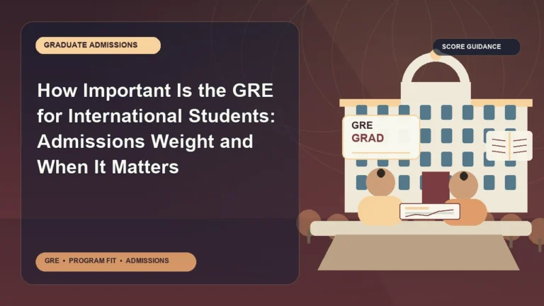 How Important Is the GRE for International Students: Admissions Weight and When It Matters — editorial illustration for GRE graduate admissions, showing a student reviewing program fit and admission requirements with an academic adviser.