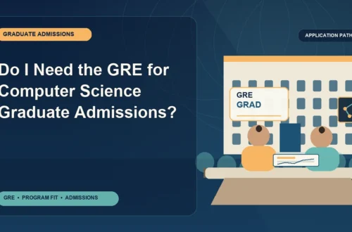 Do I Need the GRE for Computer Science Graduate Admissions? — editorial illustration for GRE graduate admissions, showing a student reviewing program fit and admission requirements with an academic adviser.
