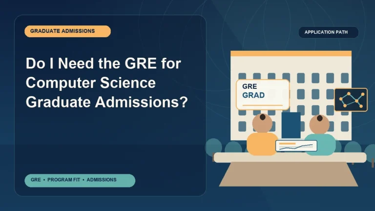 Do I Need the GRE for Computer Science Graduate Admissions? — editorial illustration for GRE graduate admissions, showing a student reviewing program fit and admission requirements with an academic adviser.