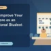 How to Improve Your GRE Score as an International Student — editorial illustration for GRE graduate admissions, showing a student reviewing program fit and admission requirements with an academic adviser.