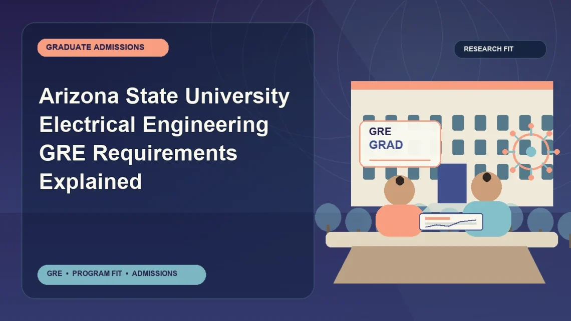 Arizona State University Electrical Engineering GRE Requirements Explained — editorial illustration for GRE graduate admissions, showing a student reviewing program fit and admission requirements with an academic adviser.