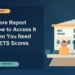 GRE Score Report PDF: How to Access It and When You Need Official ETS Scores — editorial illustration for GRE graduate admissions, showing a student reviewing program fit and admission requirements with an academic adviser.